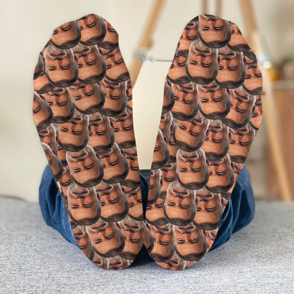 Customizable Printed Face - Personalized Step Dad Socks