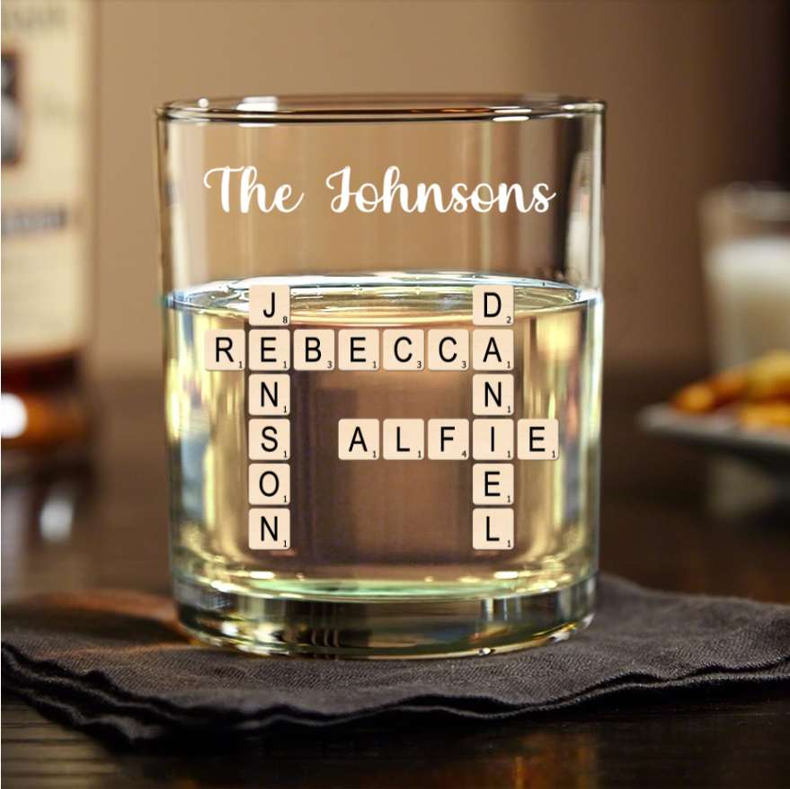 Family Keepsake Crossword Puzzle Art Created In A Moment Treasured Forever Personalized Whiskey