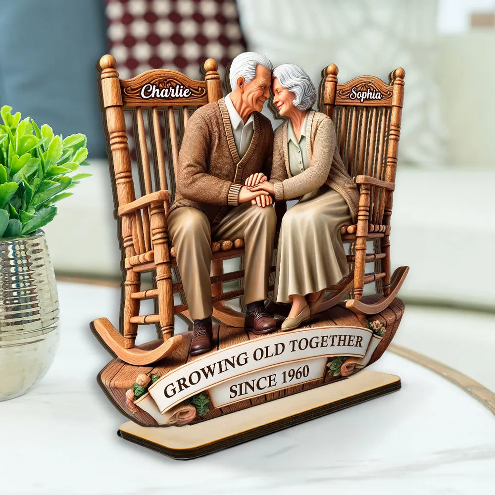 Growing Old Together Wooden Plaque – Personalized Anniversary Gift for Couples