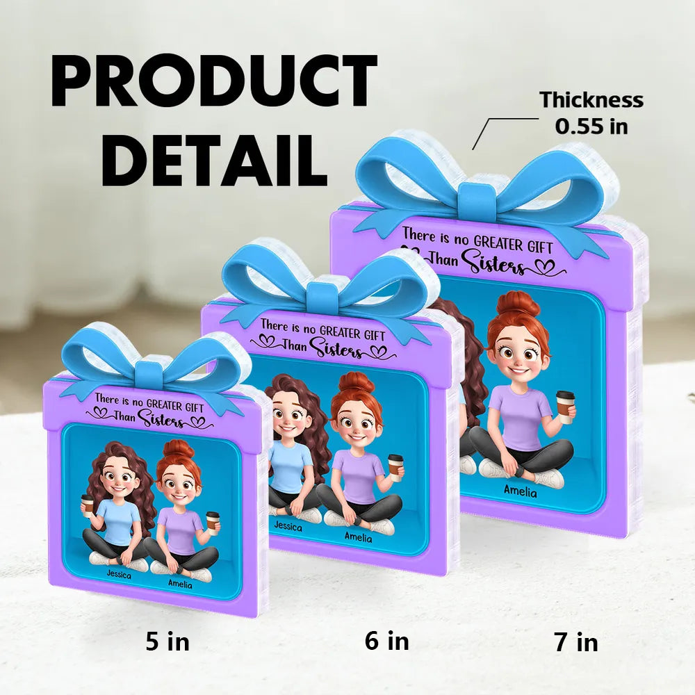 Acrylic Block Plaque in Gift Box Shape with Besties Theme, Heartwarming Design, Ideal Friendship Gift for Her