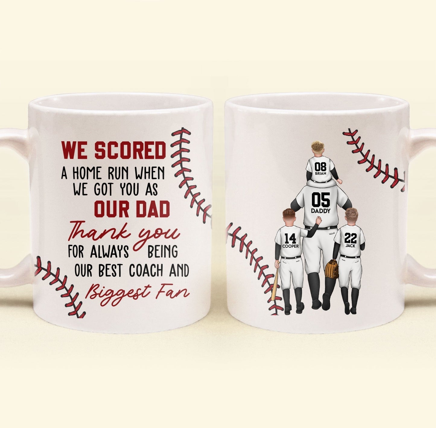 Custom Dad & Kids Mug with Personalized Jersey Number