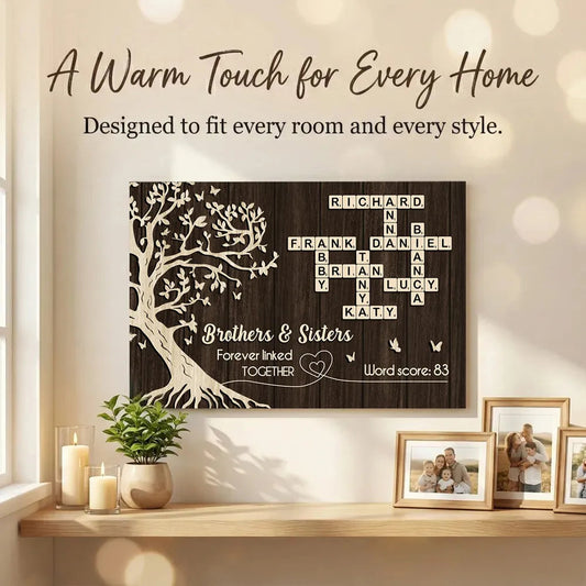 Personalized Brothers & Sisters Crossword Poster – Custom Sibling Wall Art for a Unique Family Gift