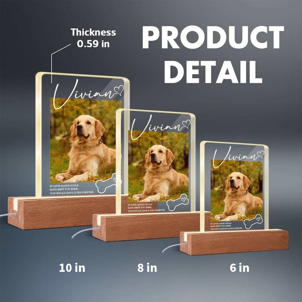 Personalized Pet Memorial Block LED Light Plaque with Custom Photo and Name - Warm Night Light Unique Gift for Dog Lovers