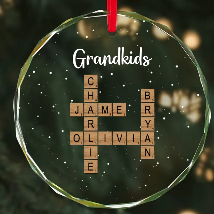Personalized Grandkids Ornament - Custom Name Cross Plaque - Perfect Gift for Grandparents, Holiday Decor Keepsake