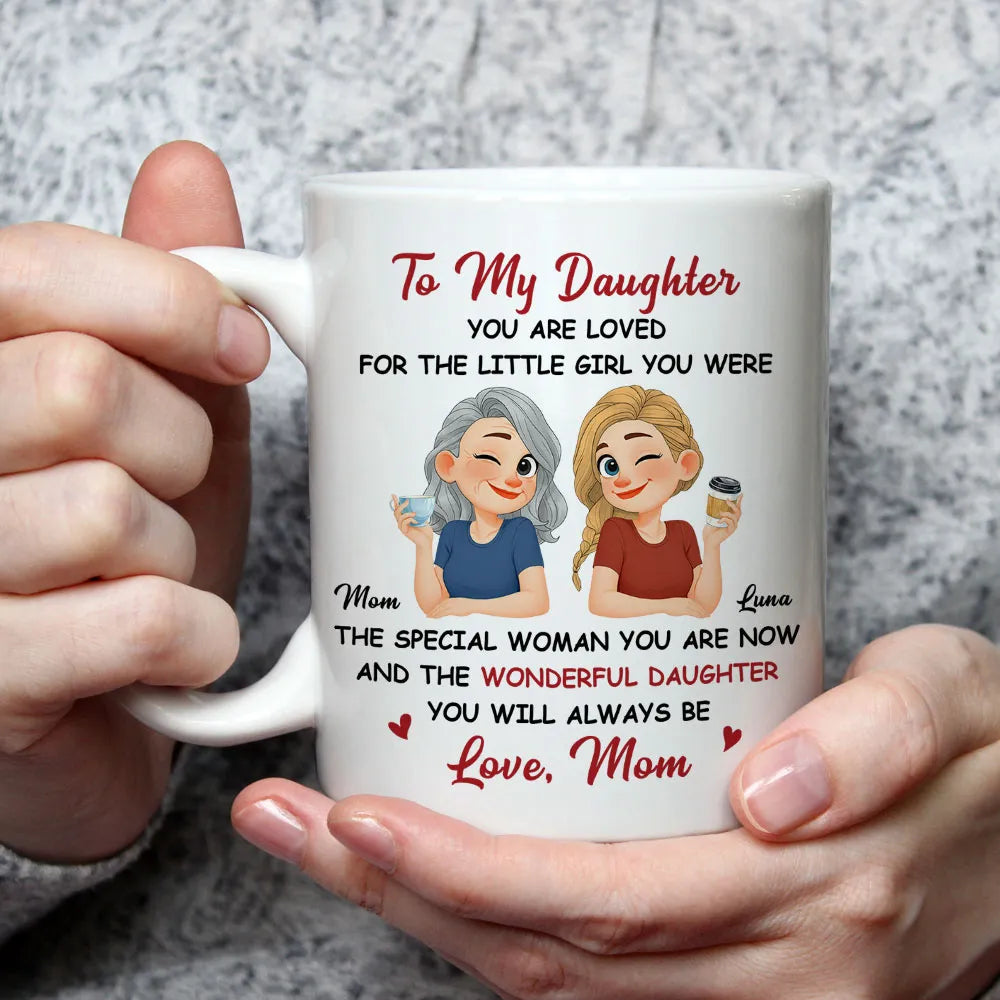 Personalized White Ceramic Mug for Daughter, Cute Mom and Daughter Coffee Design, Unique Gift From Mom