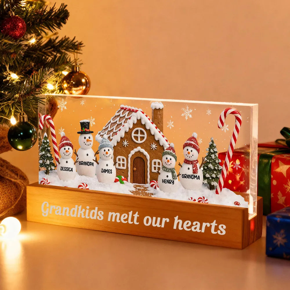 Block LED Light Plaque with Festive Snowy Village, customizable keepsake for family, creative holiday gift