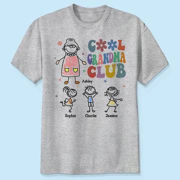 This Grandma Belongs To Classic Tee Personalized with Sweet Stick Figure Kids, Heartwarming Gift for Grandma
