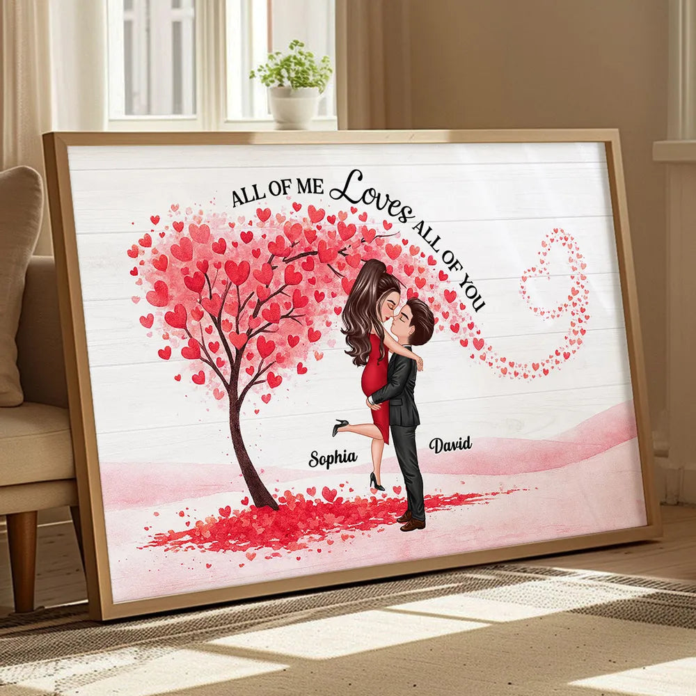 Personalized Couple Hugging Poster with Heart Tree Quote Wall Art Unique Romantic Gift for Wife Husband