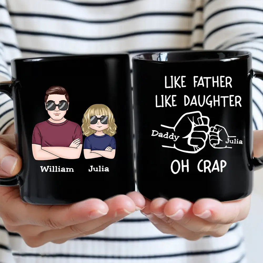 “OH CRAP!” Fist-Bump Duo – White Ceramic Mug, Custom Fist-Bump Cup, Creative Father’s Day Gift from Daughter