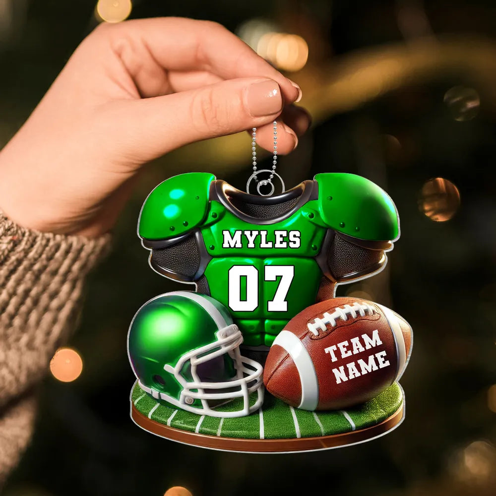 Acrylic Ornament Football Jersey & Helmet, Custom Team Gift for Players and Fans, Tree or Car Mirror, Unique Holiday Decor