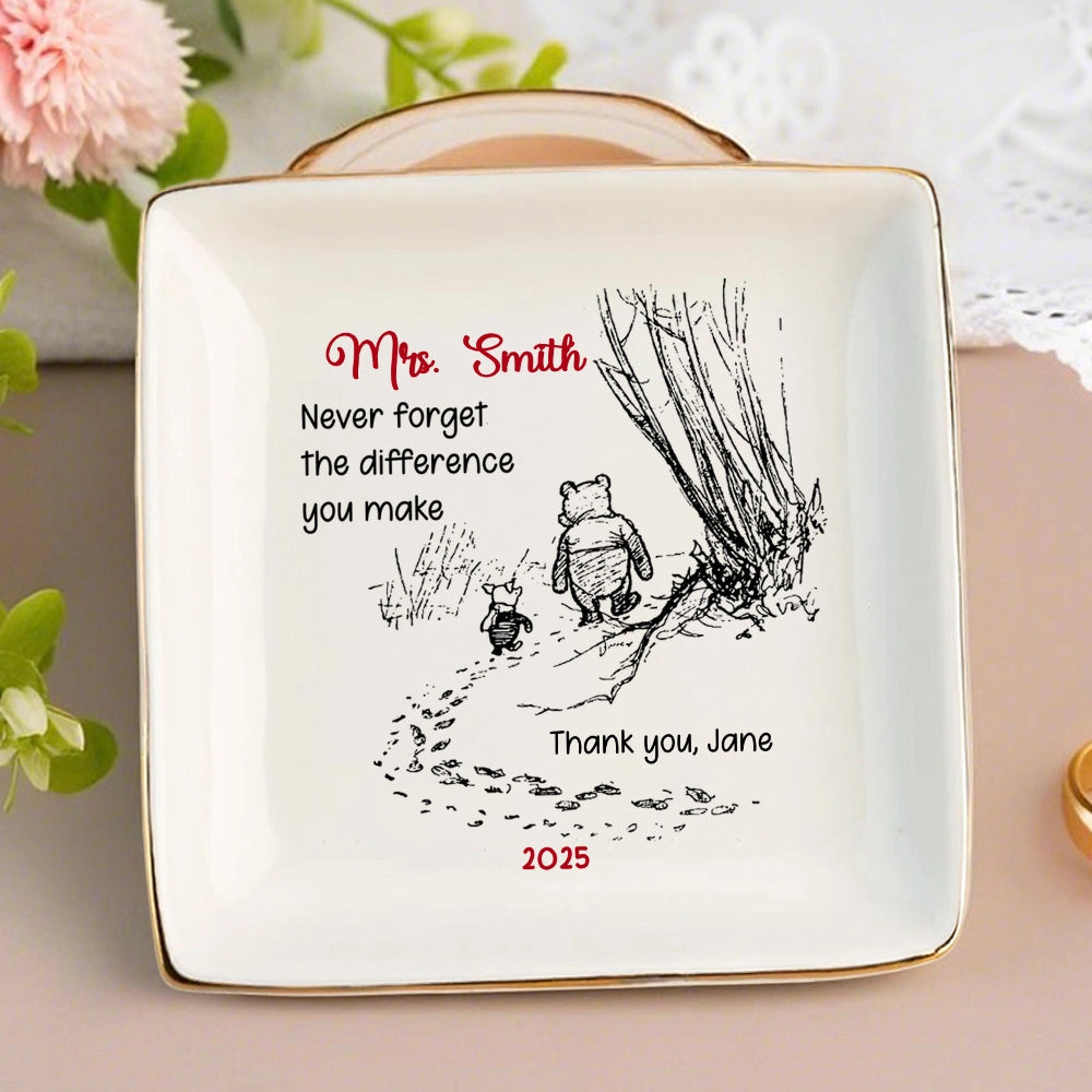 Inspirational Jewelry Dish Thank You Gift – Never Forget The Difference You Make, Charming Sketch Design, Unique Creative Gift for Someone Special