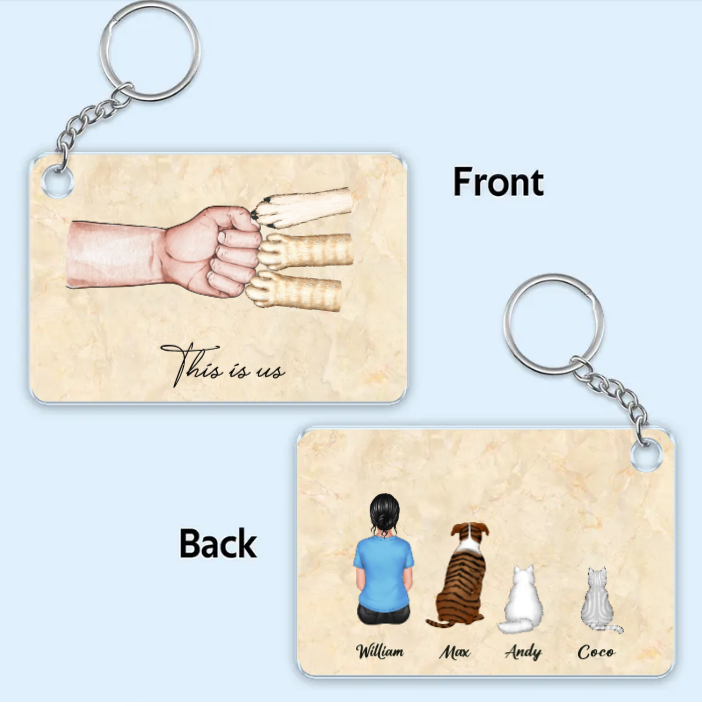 "Beach Landscape Family Sitting Back View Acrylic Or Wooden Keychain, Perfect Gift for Father's Day, for Dad or Grandpa"