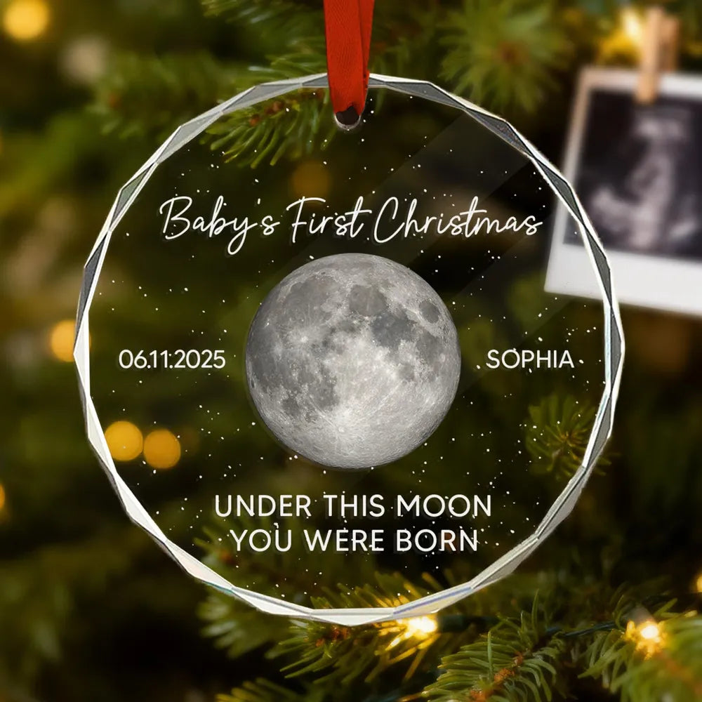 Personalized Baby's First Christmas Moon Ornament Gift