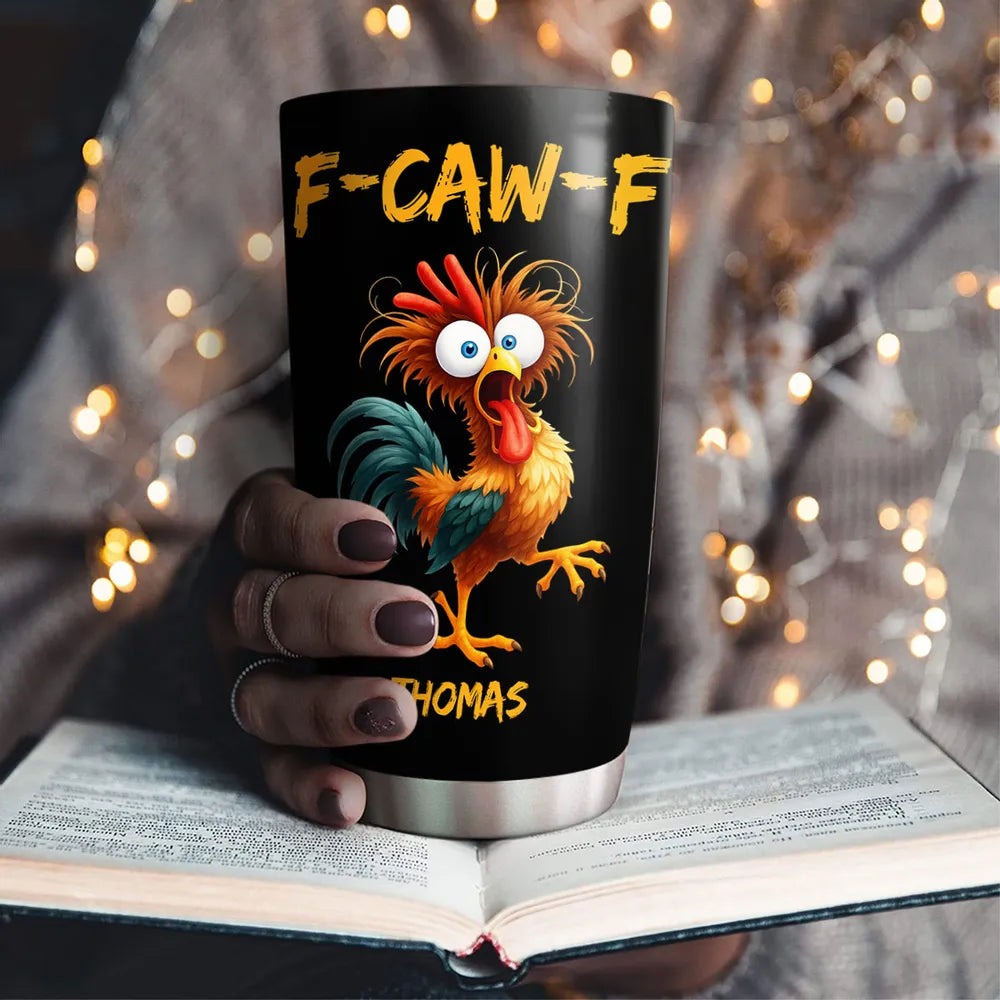 Personalized Insulated Travel Tumbler with Funny Chicken Art, Custom Name, Travel Friendly Mug, Unique Gift for Coffee Lovers