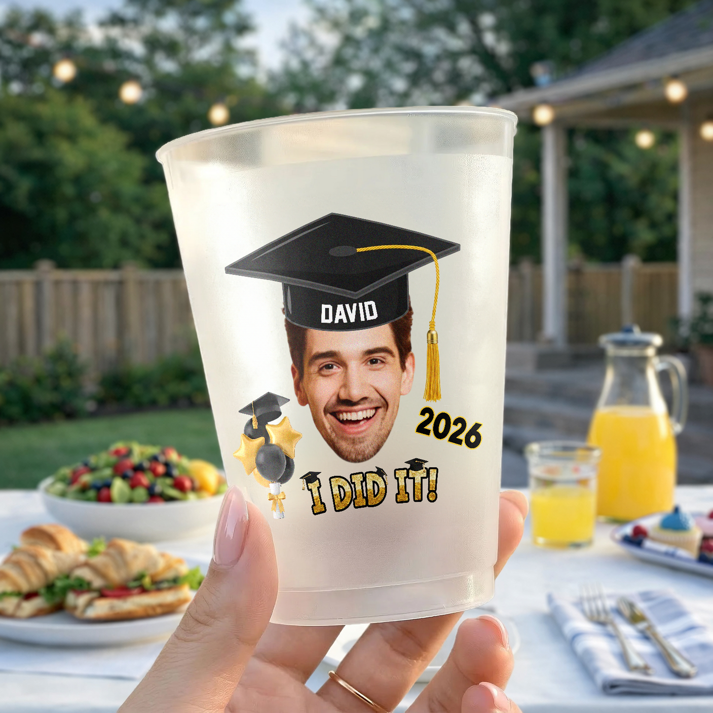 Personalized Graduation Frosted Plastic Cup With Custom Photo I Did It Party Drink Cup, Unique Gift For Grads