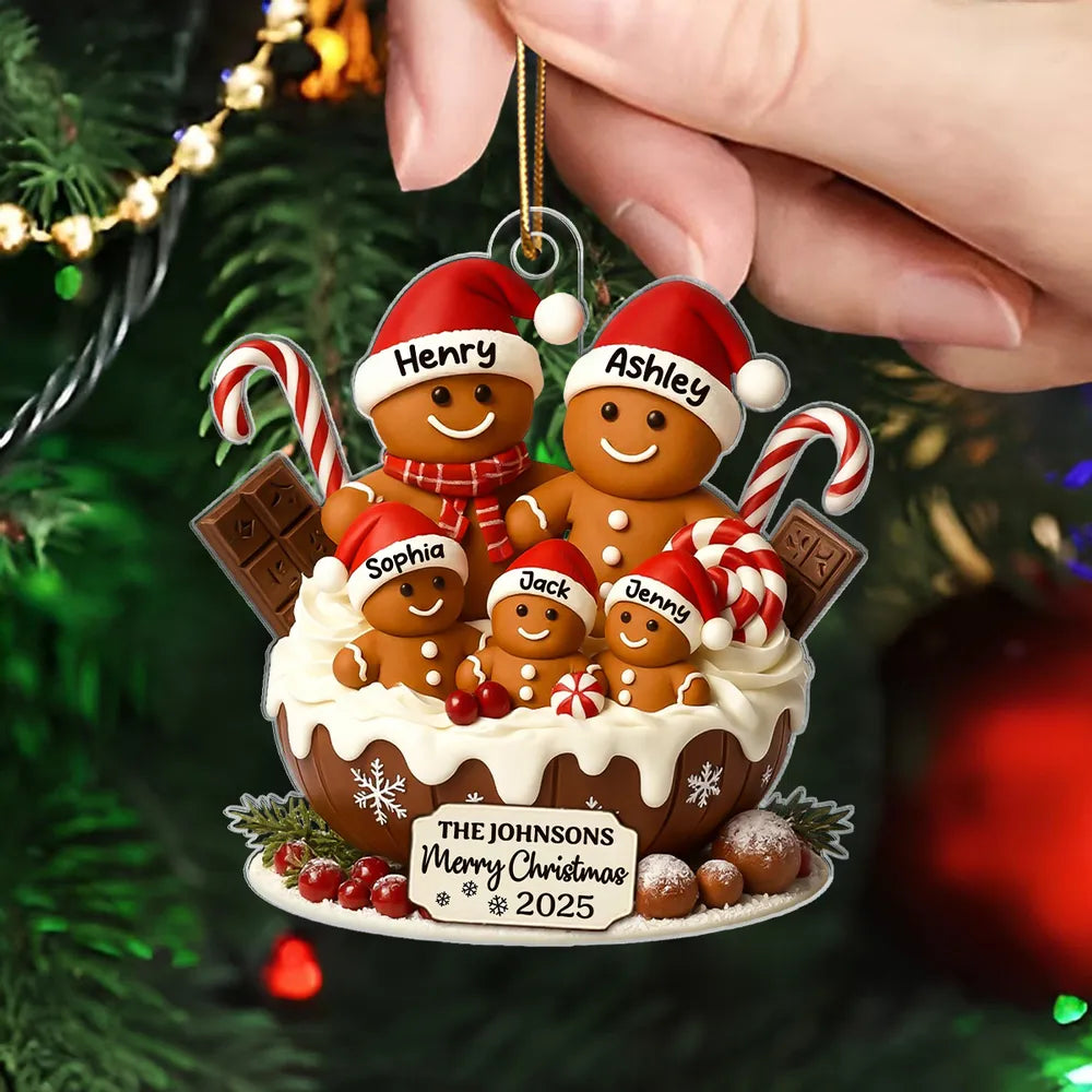Christmas Gingerbread Family Acrylic Ornament, Personalized Festive Decor with Warm Holiday Vibes, Perfect Gift for Family