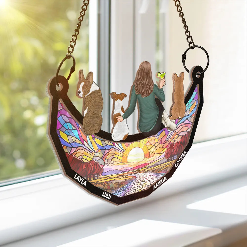 Personalized Pet and Owner Back View Ornament – Wood and Acrylic Combination for Unique Home Decor or Keepsake