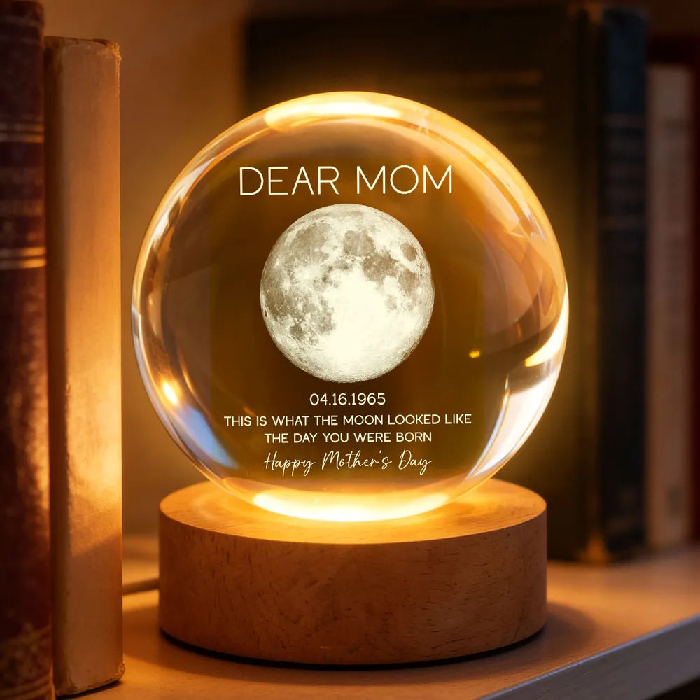 Personalized Moon Phase Globe Lamp Dear Mom Night Light for Bedroom Decor - Unique Mother's Day Gift