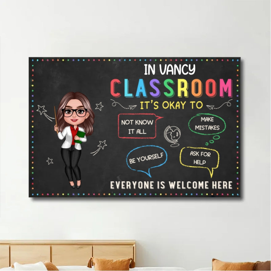 Happy Doll Teacher Personalized Poster, Plaque, Sign, and Stationery Set - Perfect Gift for Teachers