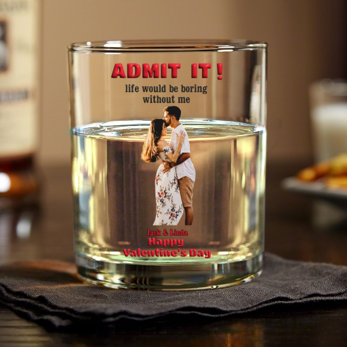 Personalized Valentine’s Day Glass Cup – Romantic Gift for Couples