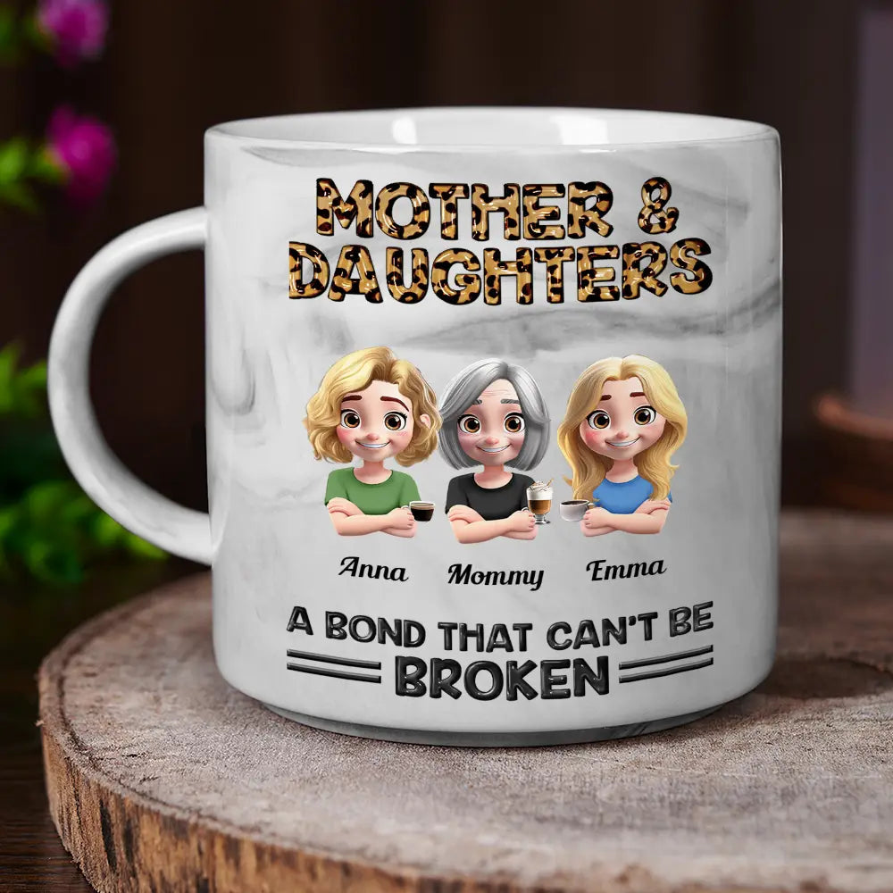 Personalized Mother & Daughter Marble Mug – Toasting Together, Heartwarming Gift for Mother or Daughter