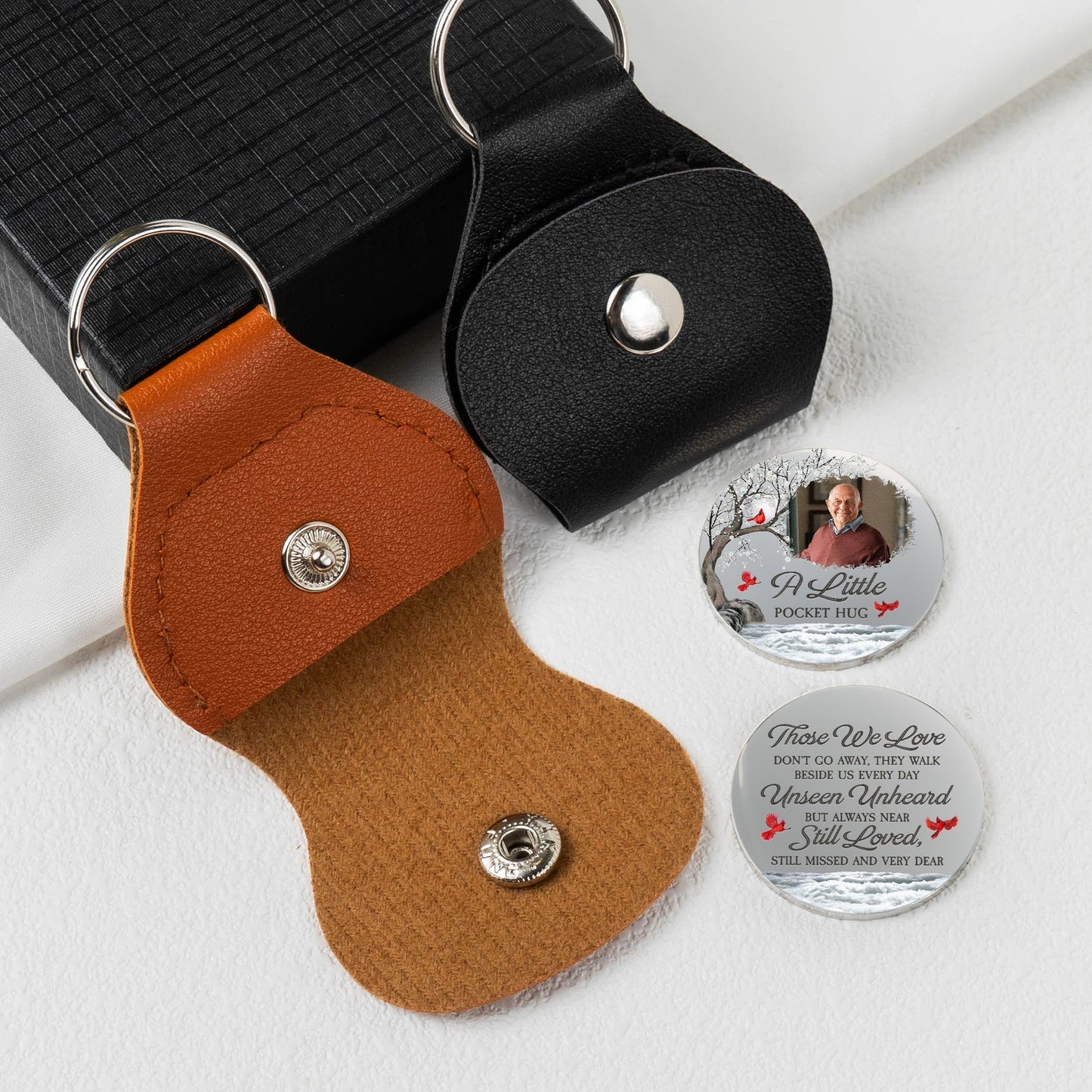 Pocket Hug Memorial Keepsake With Cardinal Winter Scene, Personalized Comfort Gift To Keep Them Close