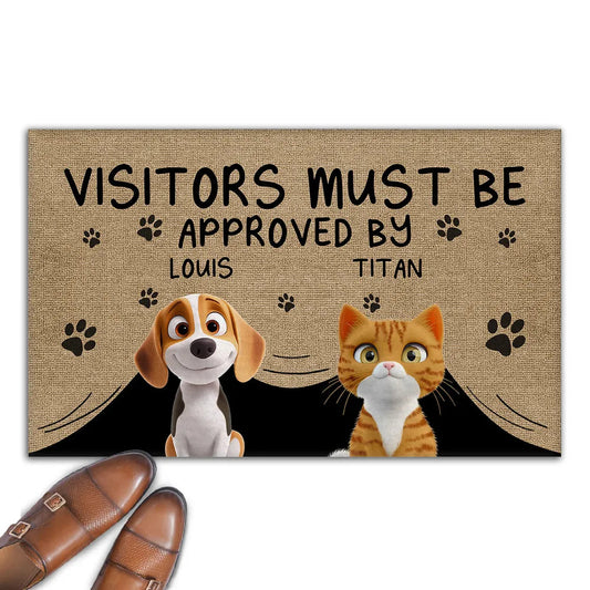 Personalized "Visitors Must Be Approved by the Dogs" Doormat – Custom Pet Door Mat for Dog Lovers