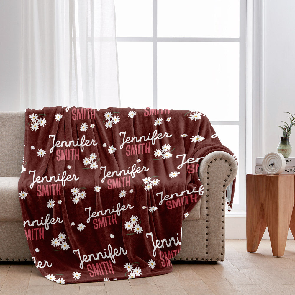Daisy Custom Name - Personalized Sibling Blanket