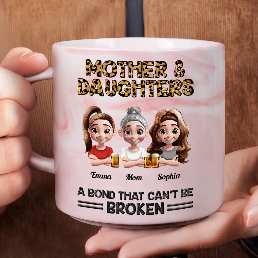 Personalized Mother & Daughter Marble Mug – Toasting Together, Heartwarming Gift for Mother or Daughter