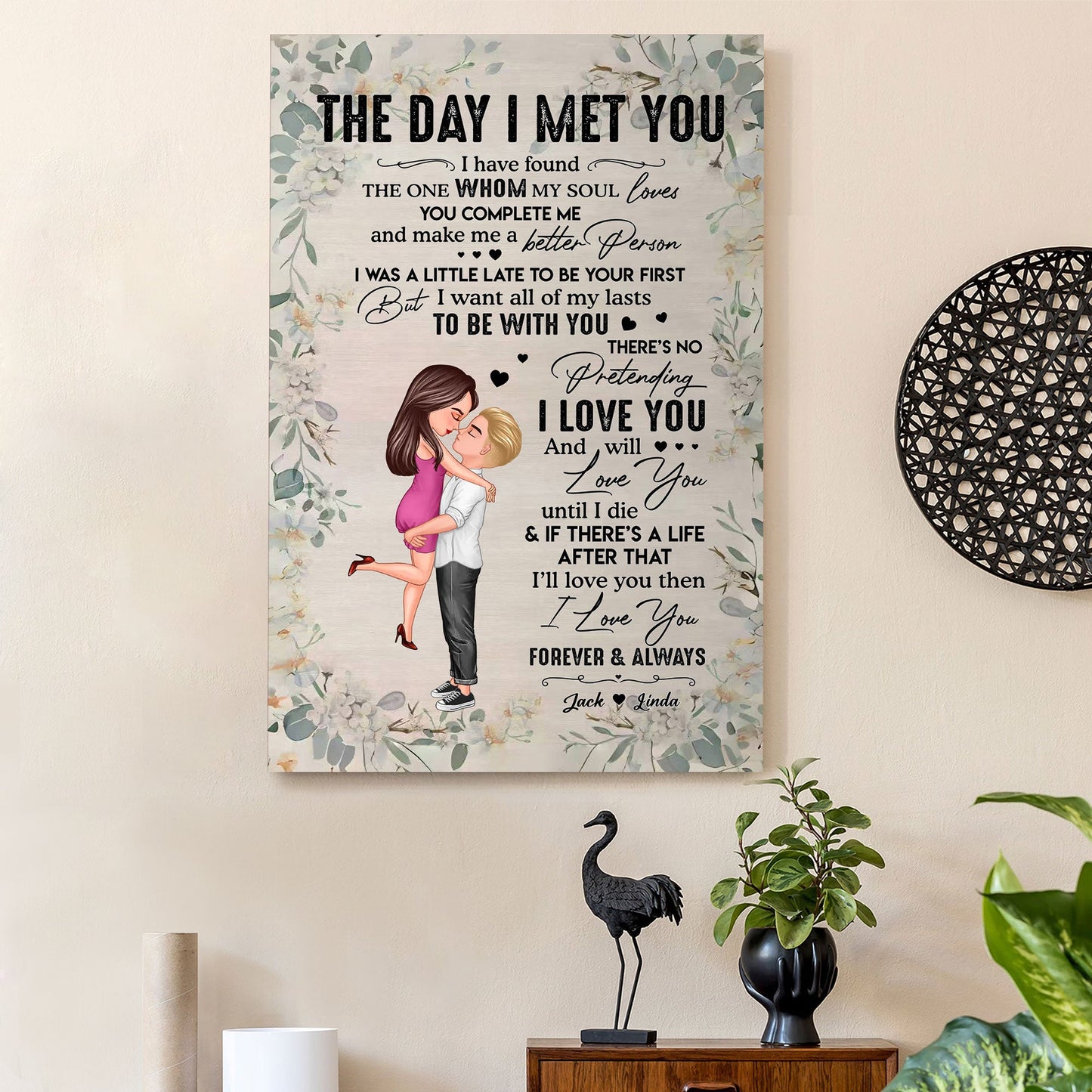 Personalized Vertical Poster for Couples - "The Day I Met You" Romantic Gift