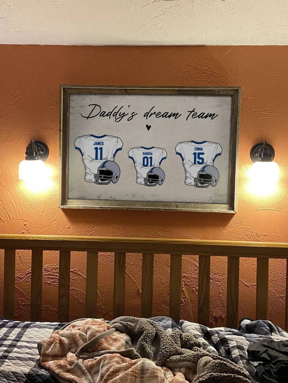 Daddy's Dream Team American Football Personalized Poster or Canvas, Perfect Father's Day Gift for Dad, Grandpa, Husband