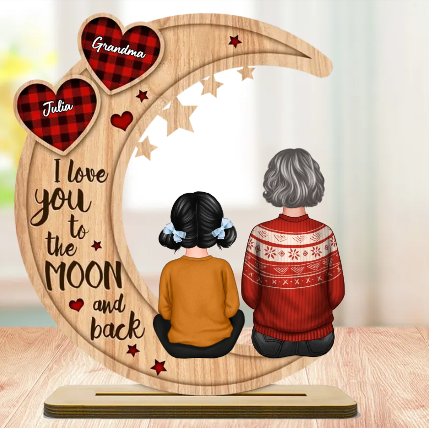 Personalized Family Ornament and Plaque - I Love You to the Moon and Back - Heartwarming Gift for Grandparents and Grandchildren