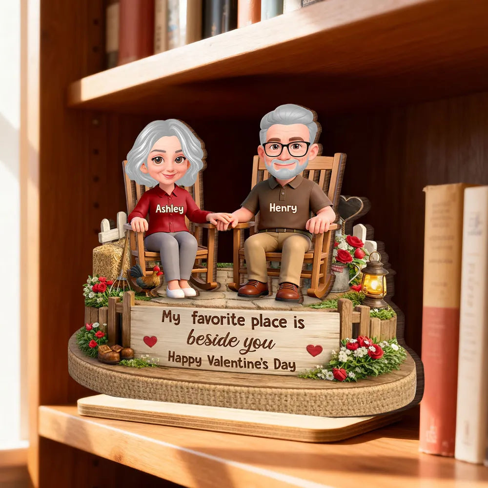 My Favorite Place Is Beside You Personalized 2-Layer Wooden Plaque, Sweet Couple Keepsake for Home Display, Unique Gift for Him or Her
