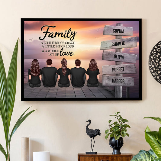Beach Landscape Family A Little Whole Lot of Love Sign Posts Personalized Poster or Plaque or Keychain or Ornament , Home Decoration, Gift For Family