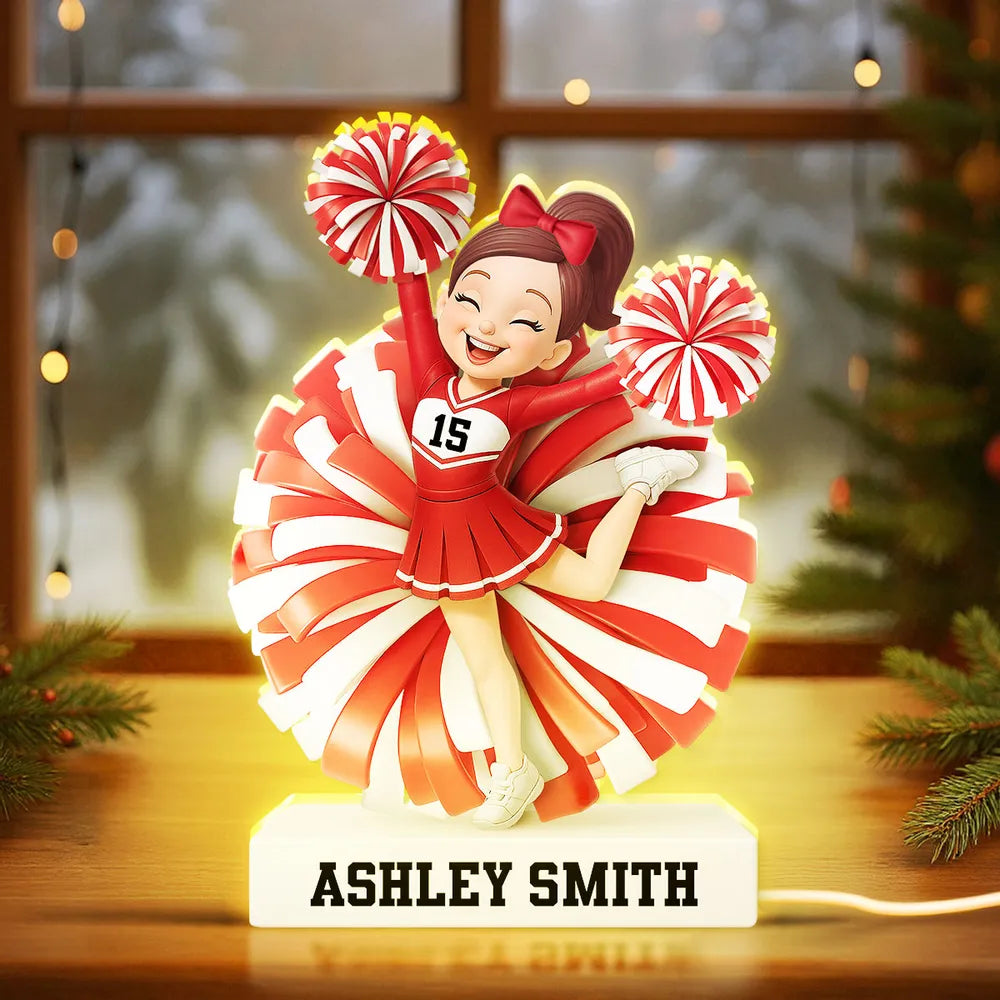Custom Cheerleader Acrylic Light Box – Bright Spirit and Joyful Energy, Gift-Ready for Her or Cheer Team Fans