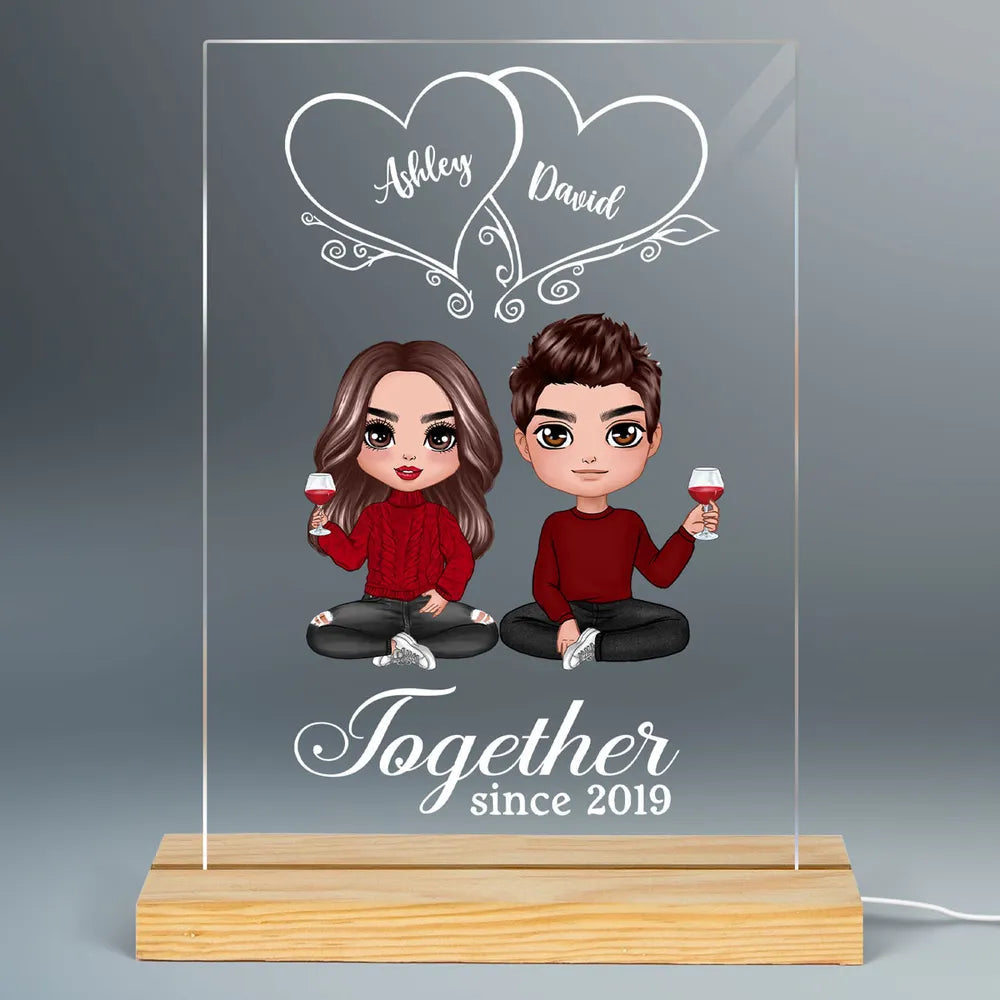 Personalized Couple LED Acrylic Night Light - Custom Romantic Gift for Him & Her, Anniversary, Valentine's Day Decor