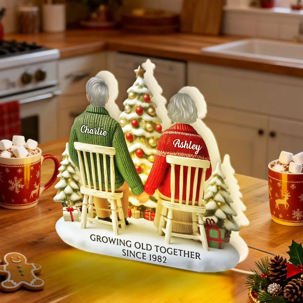 Custom Couple Acrylic Light Box with Cozy Christmas Tree, Soft Bedroom Lamp and Unique Romantic Gift