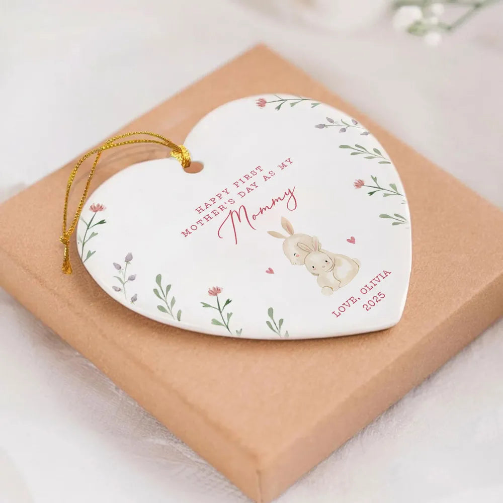 Happy First Mother’s Day as My Mommy – Personalized Ceramic Ornament, Gift for New Moms
