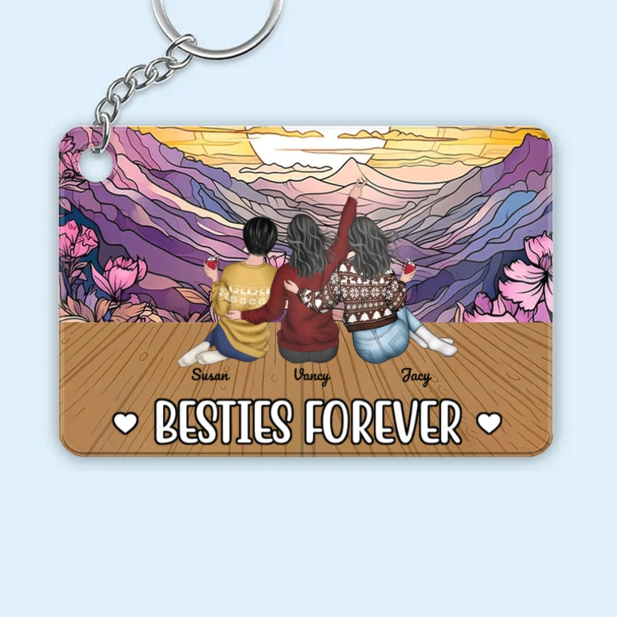 Besties Forever Personalized Ornament, Poster, Canvas, Keychain, Plaque, Pillow or Blanket, Wallet Card, Cup, Sign - A Perfect Gift for Sisters or Friends
