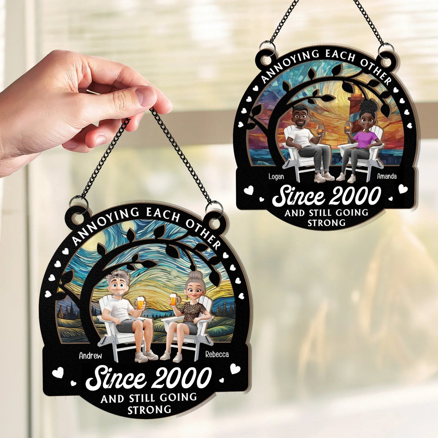 Couple Wood and Acrylic Layered Ornament Surprise Design High Clarity Sturdy and Durable Gift
