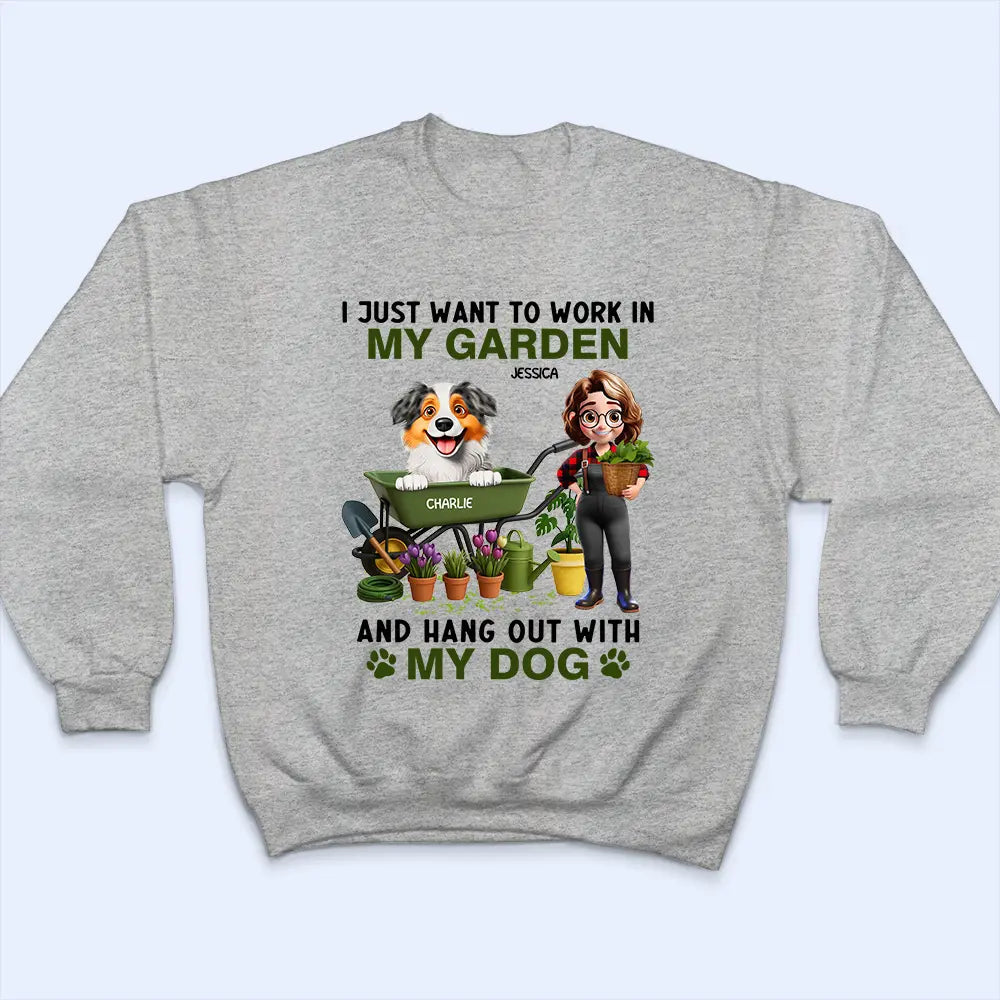 I Just Want to Work in My Garden and Hang Out With My Dogs – Personalized Illustration Classic Tee, Creative Gift for Dog Lovers