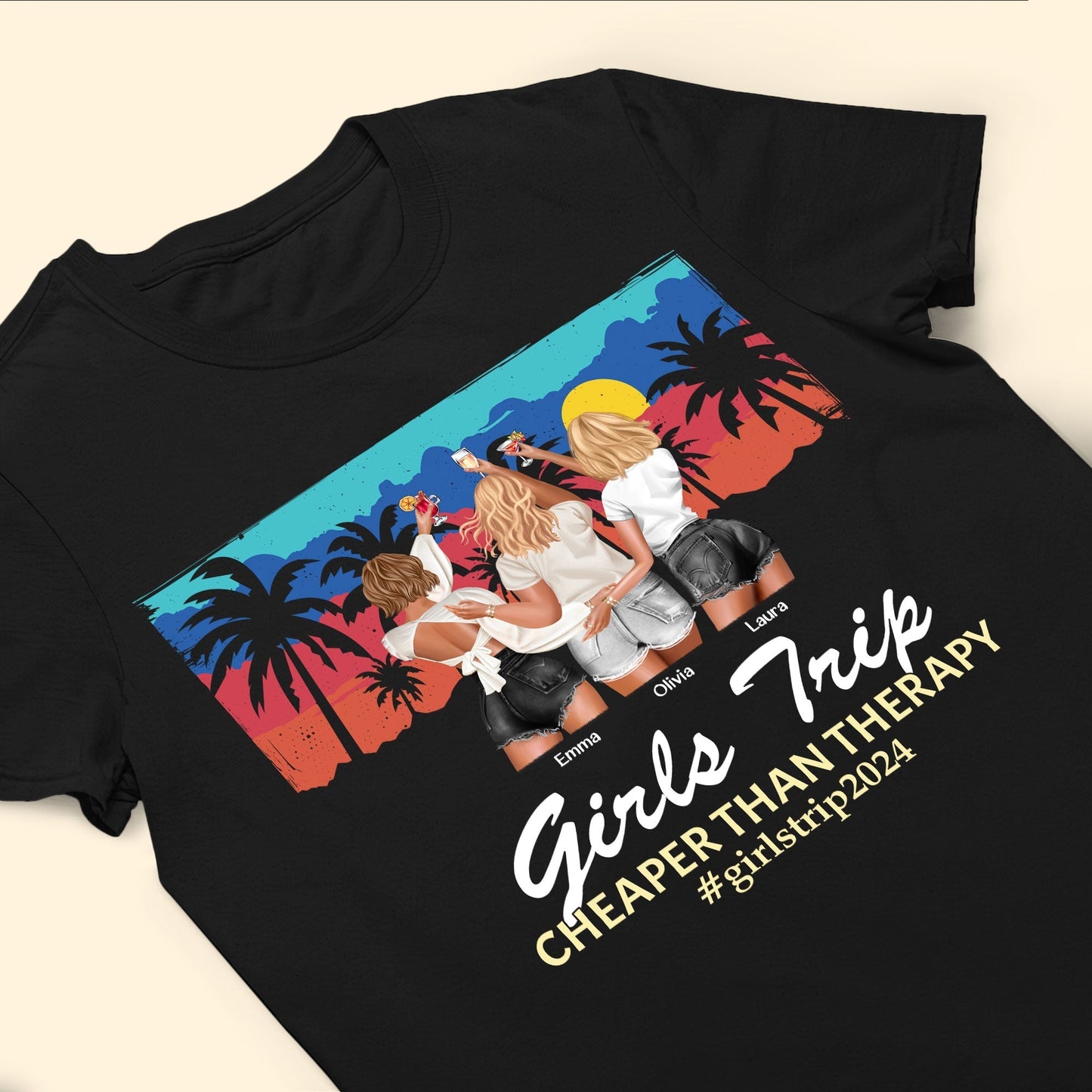 Girls Trip Classic Tee with Sunset Beach Vibes, Fun Style and Perfect Gift for Friends