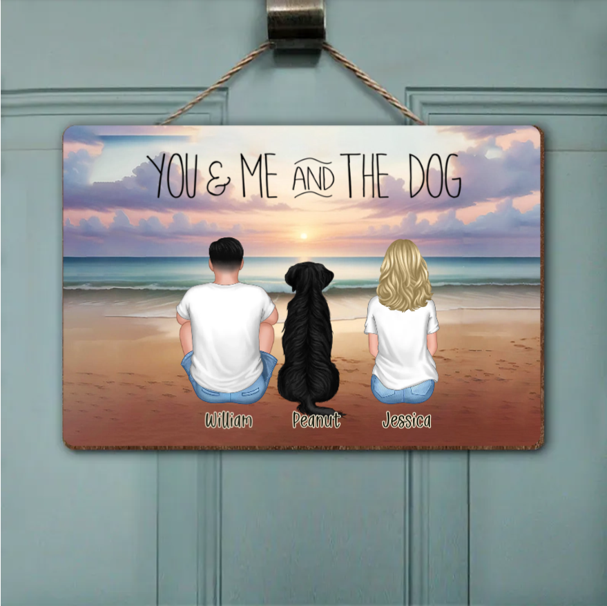You Me And The Dogs Beach Outline Personalized Wallet Card or Poster or Canvas or Plaque or Pillow or Wallet or Cup