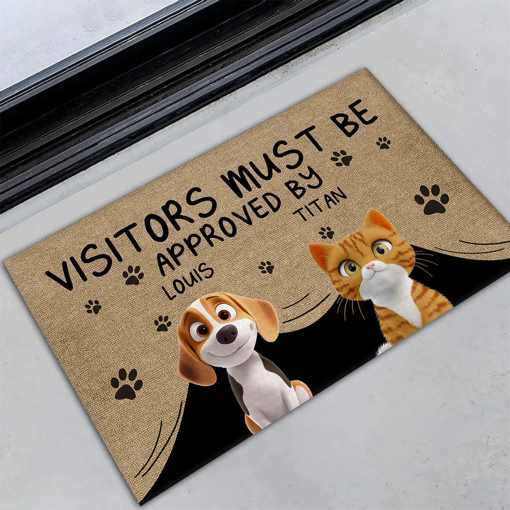 Personalized "Visitors Must Be Approved by the Dogs" Doormat – Custom Pet Door Mat for Dog Lovers