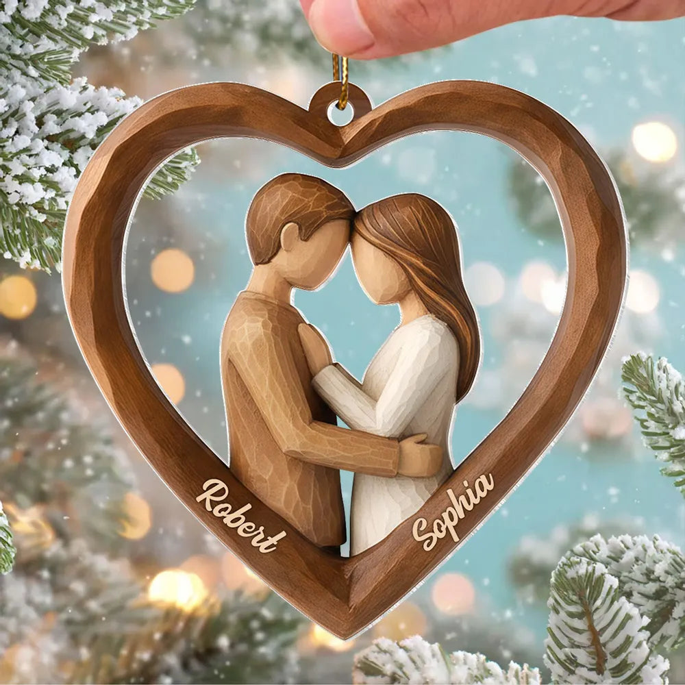 Custom Couple Heart Acrylic Ornament – Unique Hanging Decoration for Romantic Holidays, Anniversaries and Everyday Love Gifts