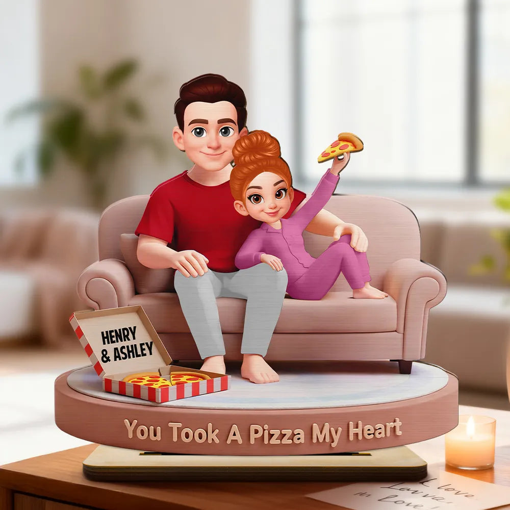 You Took A Pizza My Heart Wooden Plaque - Personalized Cute Couple Home Decor, Funny Romantic Gift