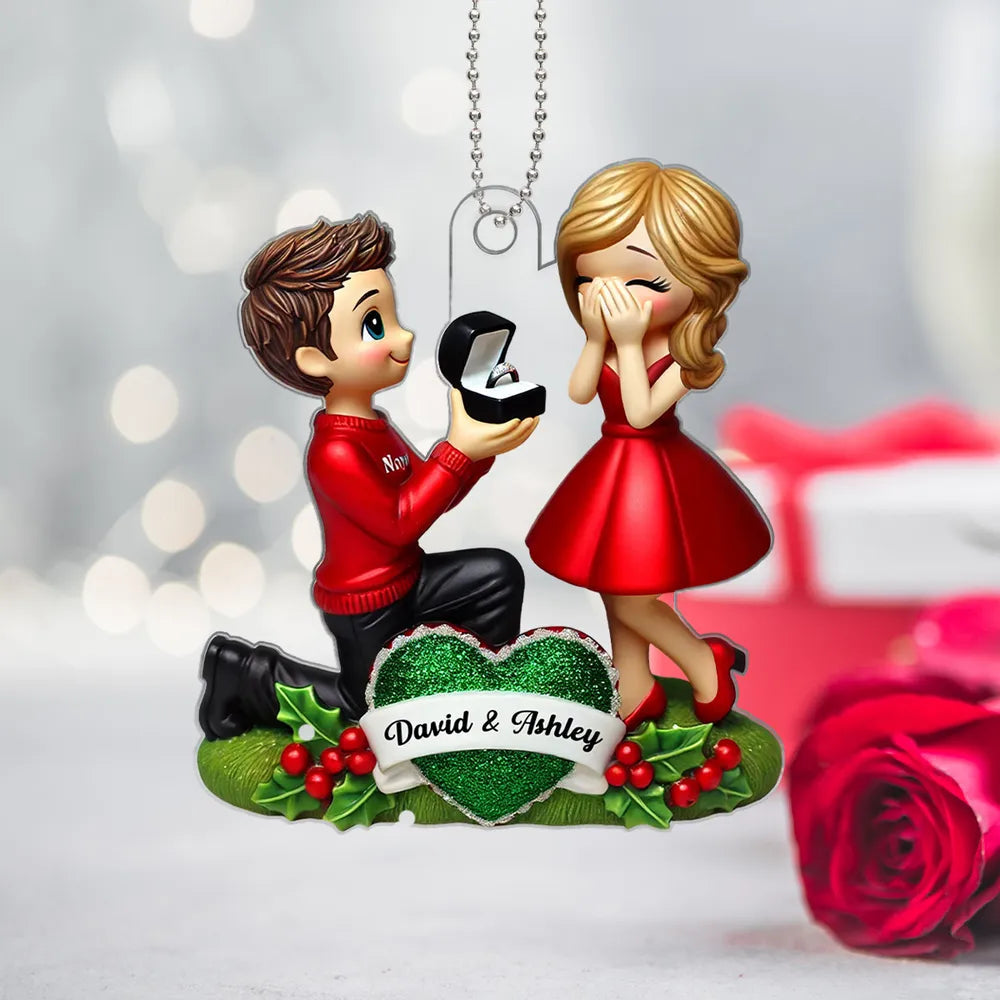 Engagement Proposal Ornament – Personalized Acrylic Ornament,  Custom Couple Keepsake