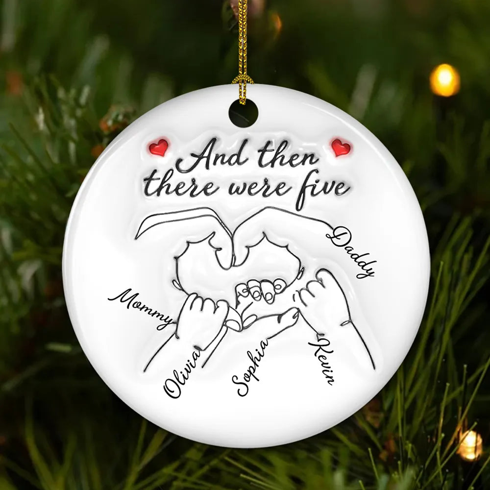 Personalized Ceramic Ornament for Parents – Hand Heart Family Sketch, Christmas Tree Decoration, Sentimental Unique Gift