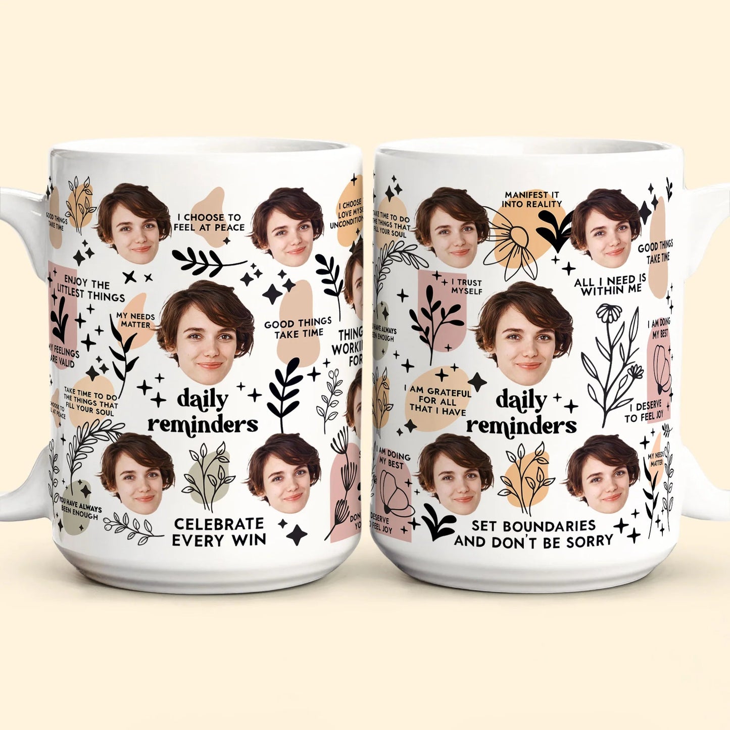 Personalized Ceramic Mug with Multi-Face Design – Couple’s Gift