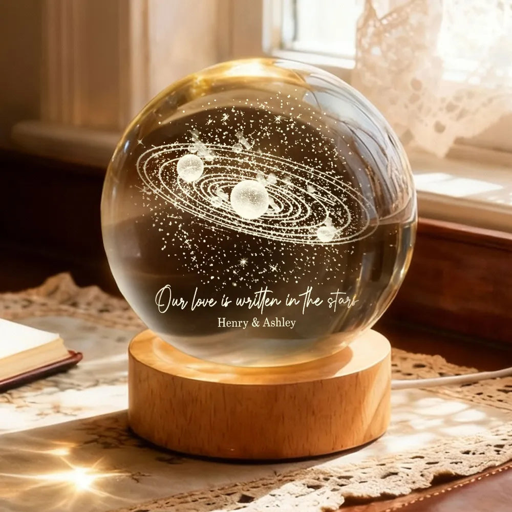 Personalized Globe Lamp with Starry Orbit Design Romantic Night Light Unique Gift for Couple